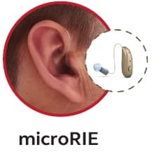 Micro Receiver-in-Ear hearing aid shown in the ear